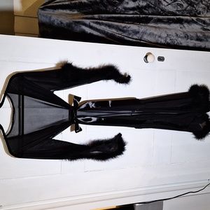 Hollywood Regency marabou trim robe